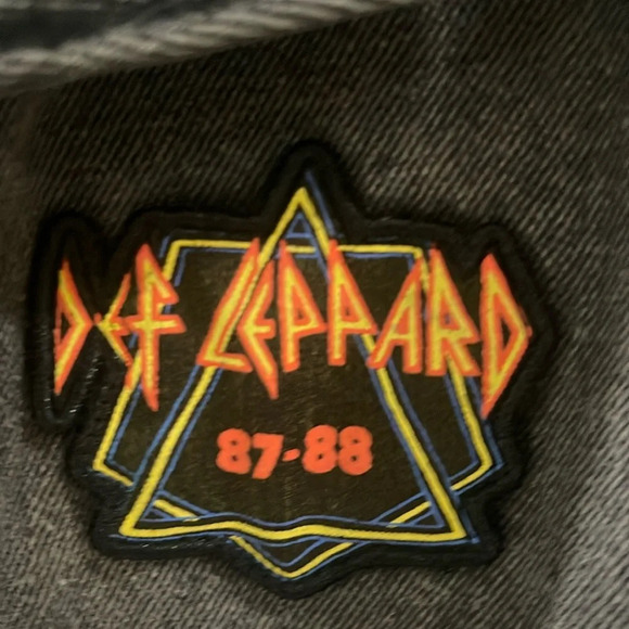 Leppard Ash Grey Black Junkfood denim Jean Patch Long Sleeve Oversized Jacket XS - Picture 6 of 13